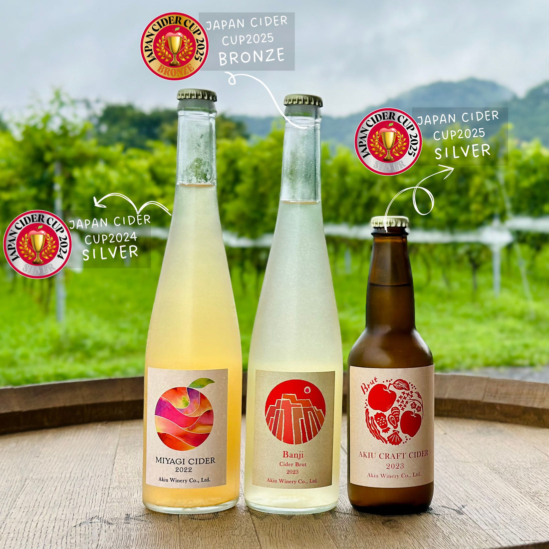 「JAPAN CIDER CUP」入賞シードル銀賞＆銅賞３本セット ＜送料無料＞